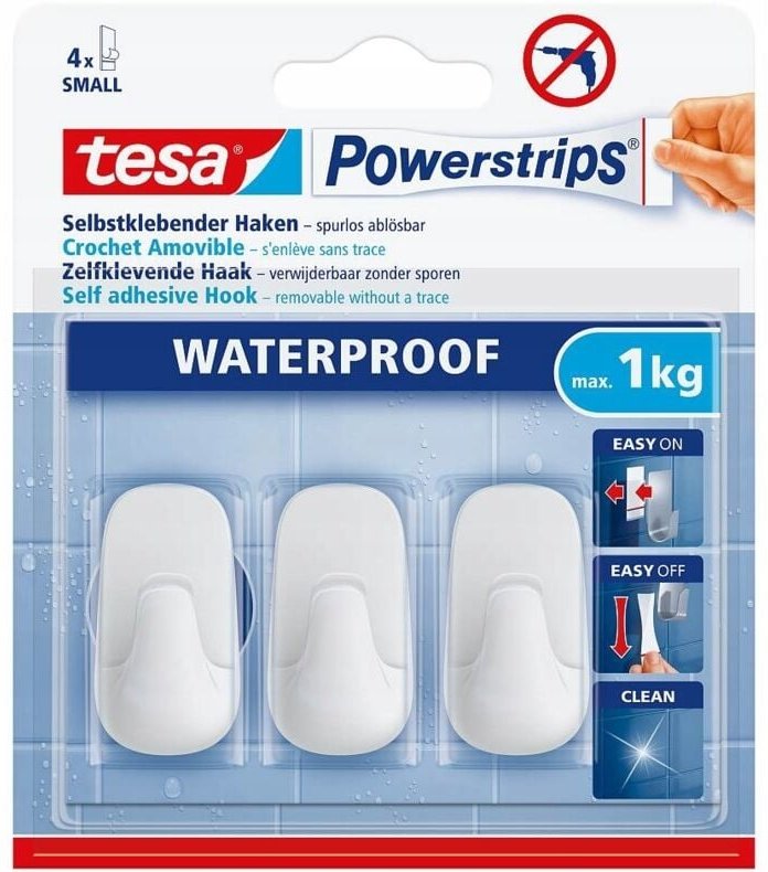 Tesa selbstklebende Badezimmerhaken weiß 1kg