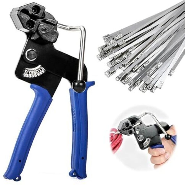 200 Stück Kabelbinder aus Edelstahl und Kabelbinderpistole aus Metall, Zange, 150 mm/200 mm/250 mm/300 mm Kabelbinder, K...