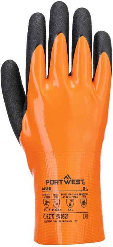 Gant Grip 15 Nitril - S - Orange/Schwarz - Portwest