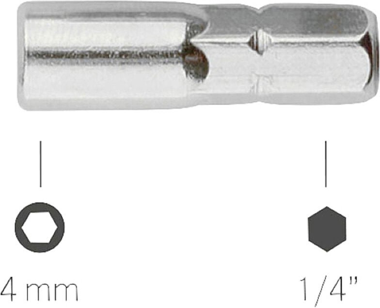 Bernstein Tools 4-566 Bit-Adapter 1/4 Zoll 4mm Bits 25 mm 1/4'