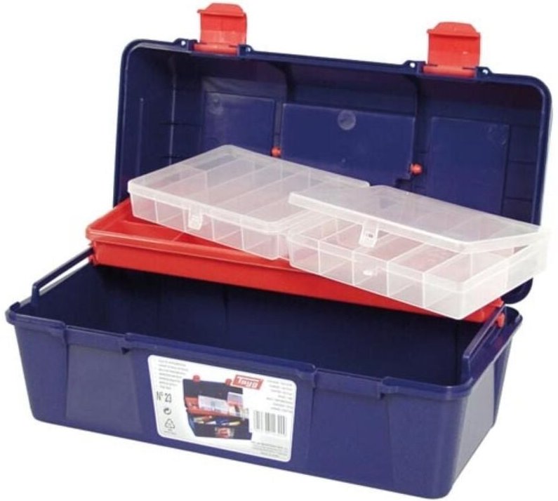 Werkzeugkasten - 356 x 184 x 163 mm - mit Tragekasten und Sortimentskasten - 10,9 l