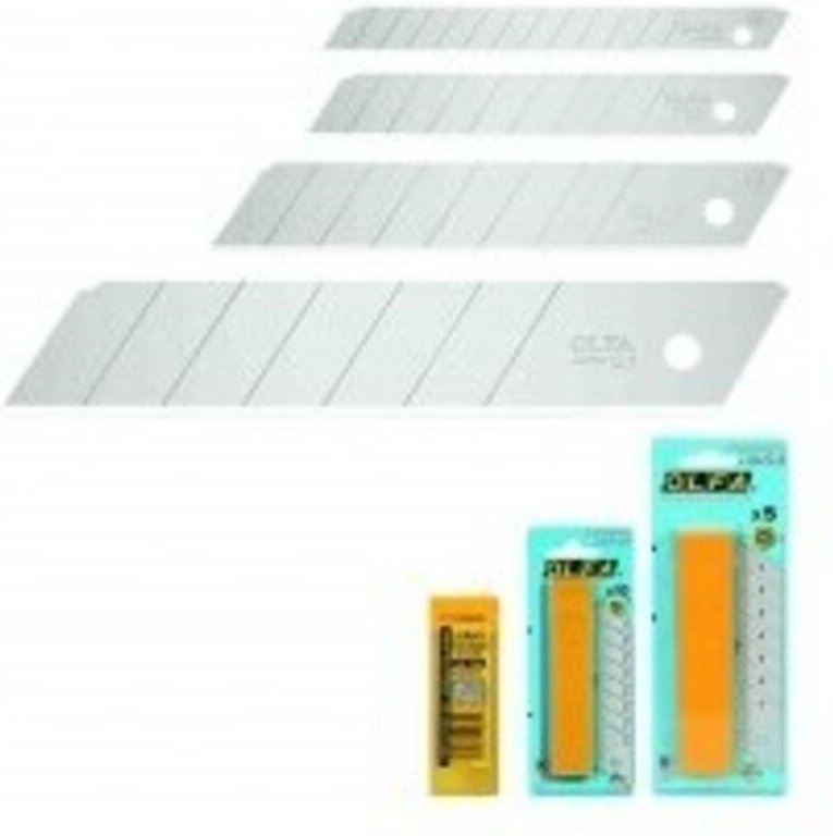 Schneidklingenbezeichnung und Etui mit 10 brechbaren Klingen – Deckel zum Klingenbrechen, Breite 9 mm