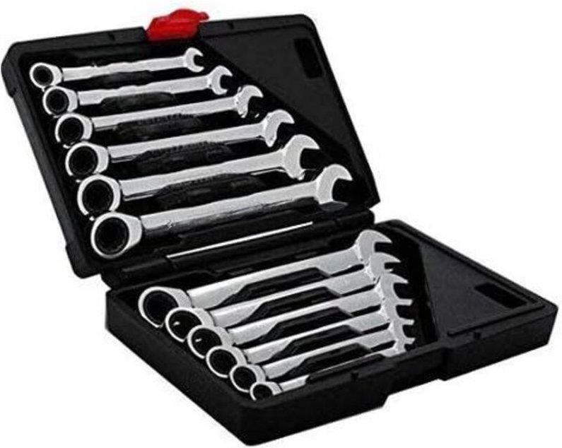 12-teiliger Ratschen-Maulschlüsselsatz 8-19mm, Ringmaulschlüsselsatz (Modell 2), Ratschen-Maulschlüssel, Maulschlüssel, ...