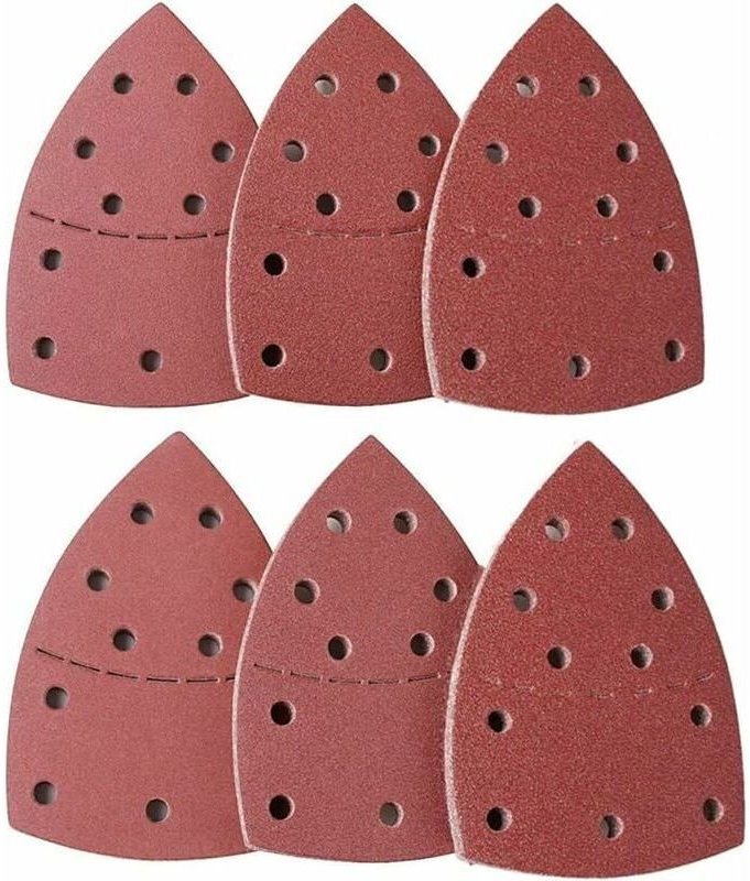 Packung mit 60 Schleifblättern, dreieckiges Schleifpapier mit 11 Löchern (Körnung 40, 60, 80, 120, 180, 240), ideal für ...