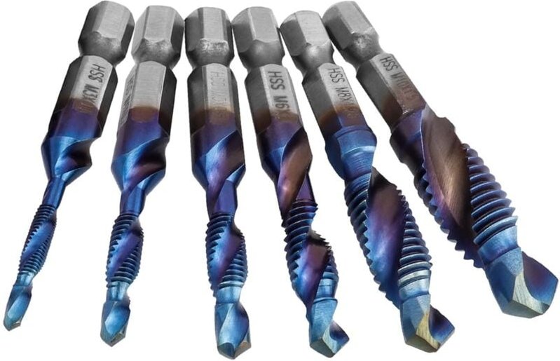 Sollbry - 6-teiliges Gewindebohrer-Set, Kegelgewindebohrer, Sechskantschaft, Gewindebohrer M3-M10, metrisches Gewinde,