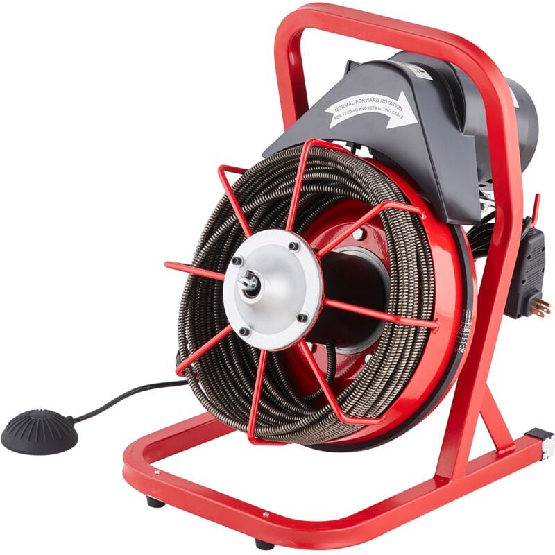 Mophorn - Rohrreinigungsmaschine 75 Fuß x 3/8 Zoll, Kanalreinigungsspirale mit manueller Zuführung, 250 w elektrische Ro...