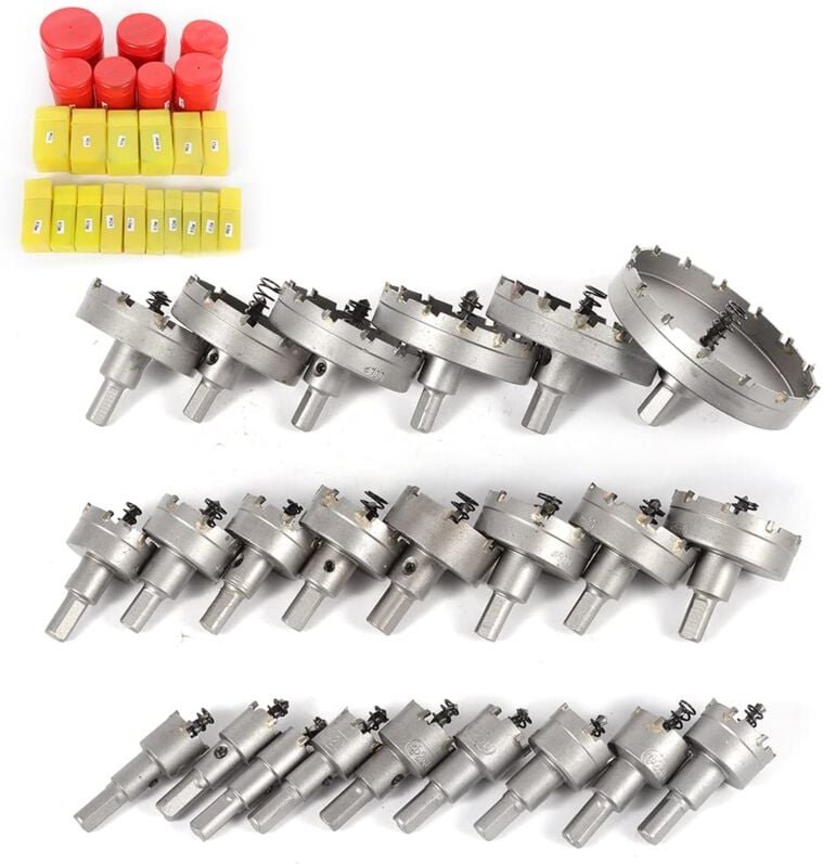 23tlg tct Hartmetall Lochsäge Kreisschneider Bohrkrone Set Kernbohrer 16-100mm