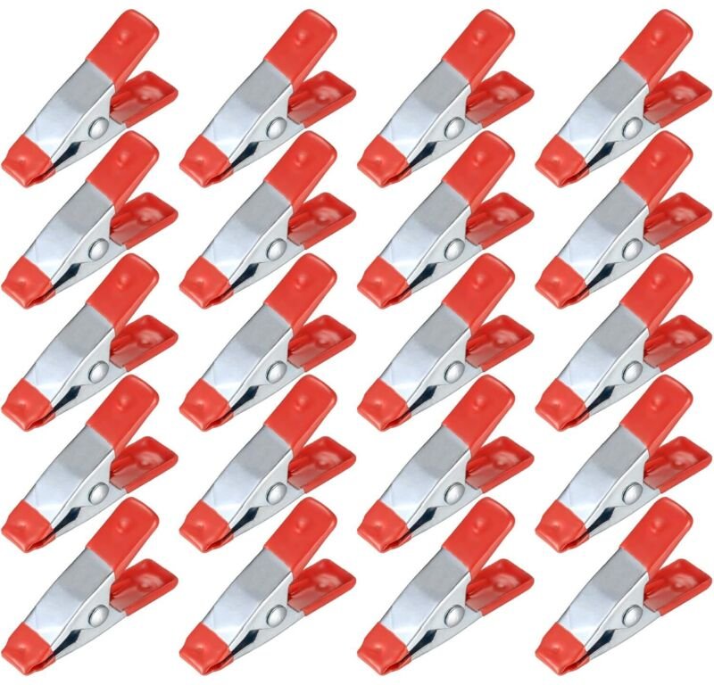 Lablanc - 20 Stück Metall-Federklemmen, Modellbau-Pinzette, Metall-Federklemmen, Griff-Holader-Wäscheklammern für Plane,...