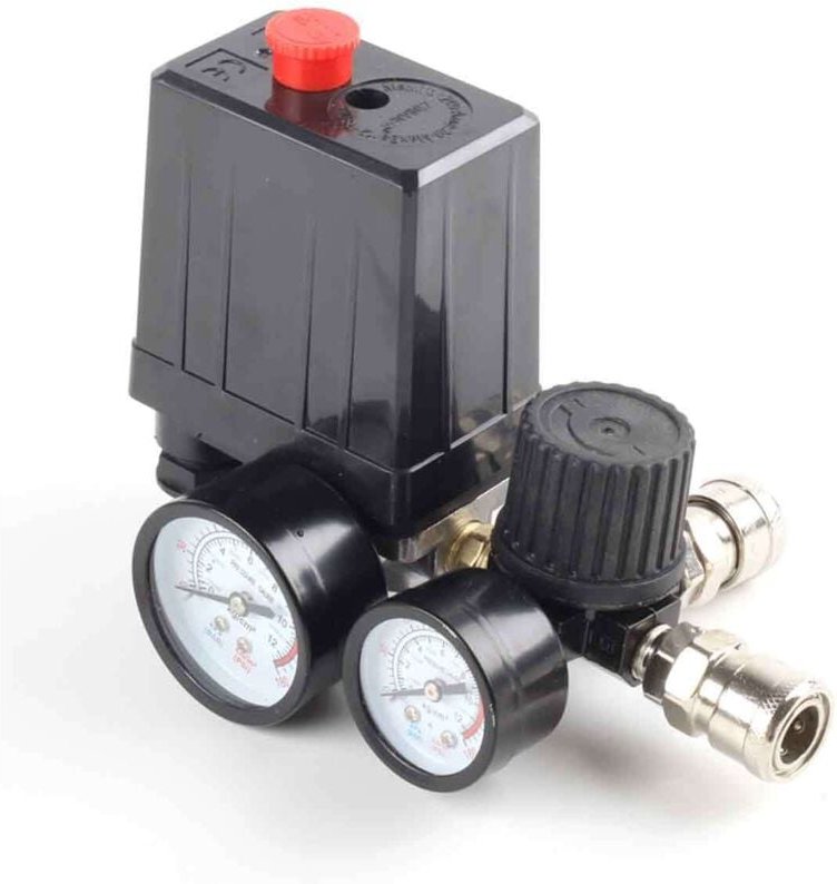 220V 0-180 psi Luftkompressor Druckschalter Steuerventil Regler Manometer mit Schnellanschluss (220V)