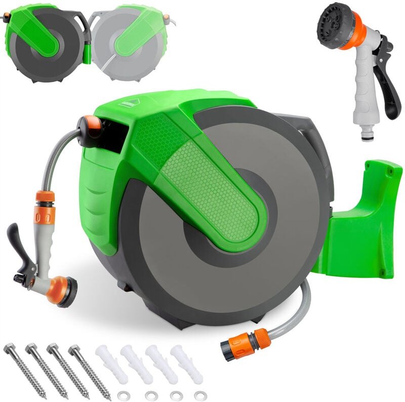 No Brand - gardebruk® Schlauchtrommel 30 + 2m Schlauchaufroller Handbrause 7 Funktionen 180° Schwenkbar Aufwickelstopper