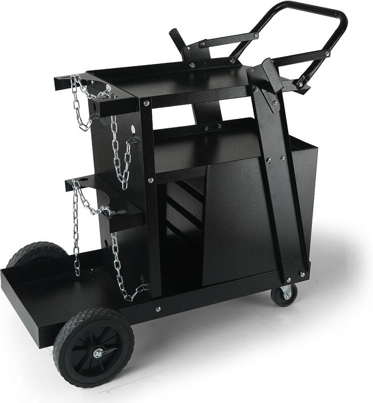 Schweißwagen 2 Ablageflächen mit 4 Schubladen Schweißmobil Max. 100-120kg Wagen für Schweßgeräte mit 2 Gasflaschenhalter...