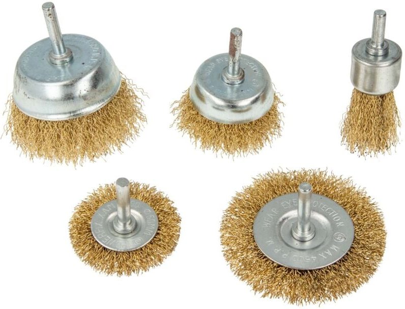 MASTERPROOF PROFESSIONAL Drahtbürsten-Satz, 5-teilig - für Bohrmaschine Akkuschrauber, 311