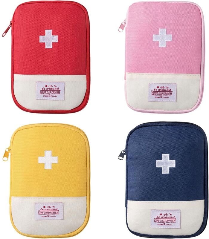 4-teiliges Erste-Hilfe-Set, leere Medikamentenbeutel für Reisen, Mini-Erste-Hilfe-Set, Erste-Hilfe-Set, Medikamentenaufb...