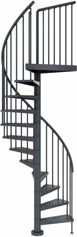 Dolle Spindeltreppe Außentreppe Gardenspin Toronto Anthrazit 348,5-399,5cm Geschosshöhe Ø125cm Anthrazit 16 Stufen