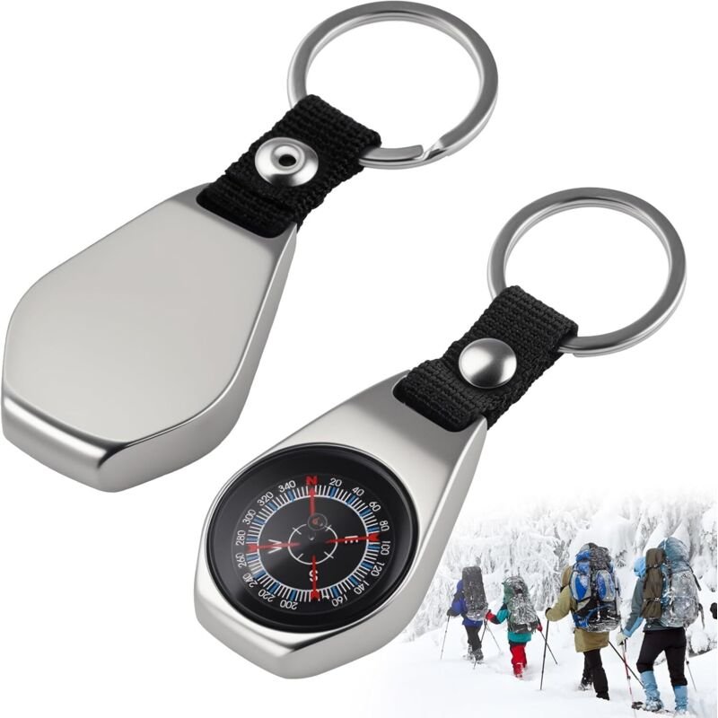 CCYKXA Tragbarer Outdoor-Kompass-Schlüsselanhänger, Mini-Kompass-Schlüsselanhänger, tragbare Zinklegierung, wasserdicht ...