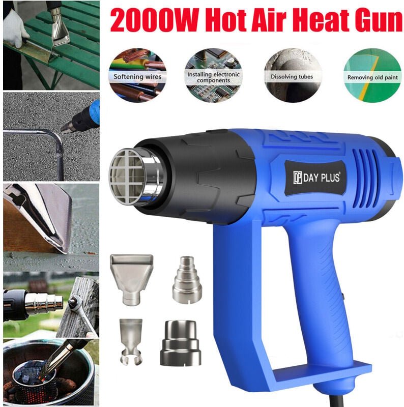 Heißluftföhn Heißluftpistole 2000W Temperatur Schrumpfpistole Mit 4tlg Zubehör