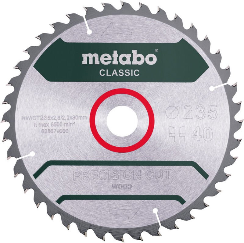 Metabo - Sägeblatt 'precision cut wood - classic', 235x2,8/2,0x30 Z40 wz 15°