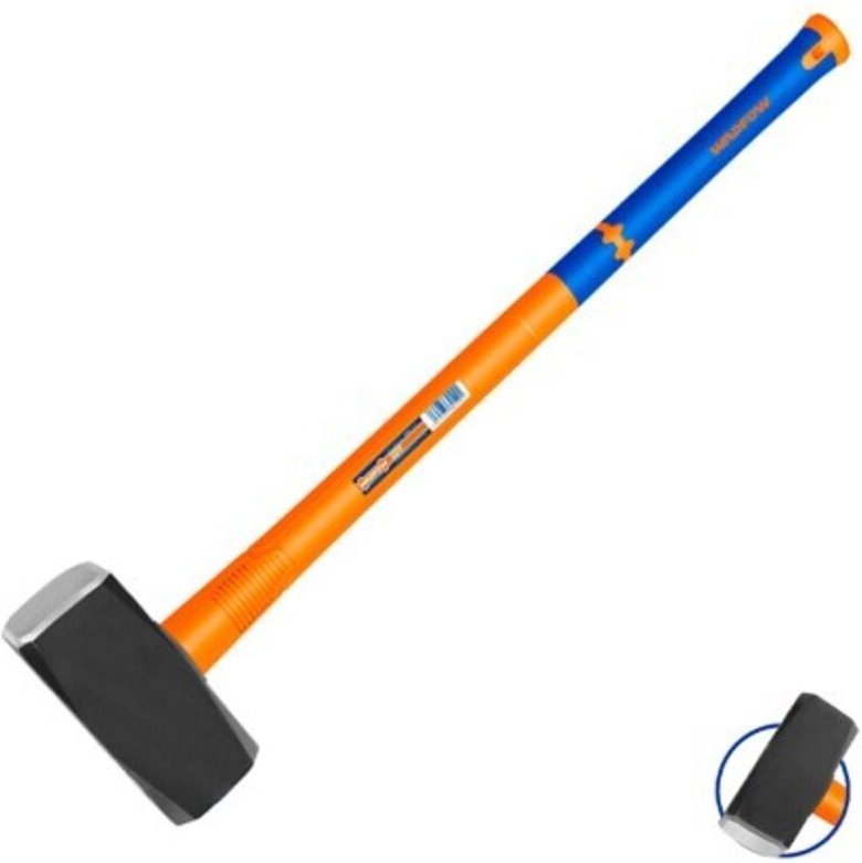 WADFOW Vorschlaghammer aus Karbonstahl, 5 kg, 900 mm, geschmiedet, Fiberglasgriff