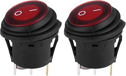 Lntyq - Rotes LED-Licht 12 V/24 v Universal 3-poliger runder EIN-AUS-Wippschalter für Auto/Boot, 2 Stück für Ersatzteile