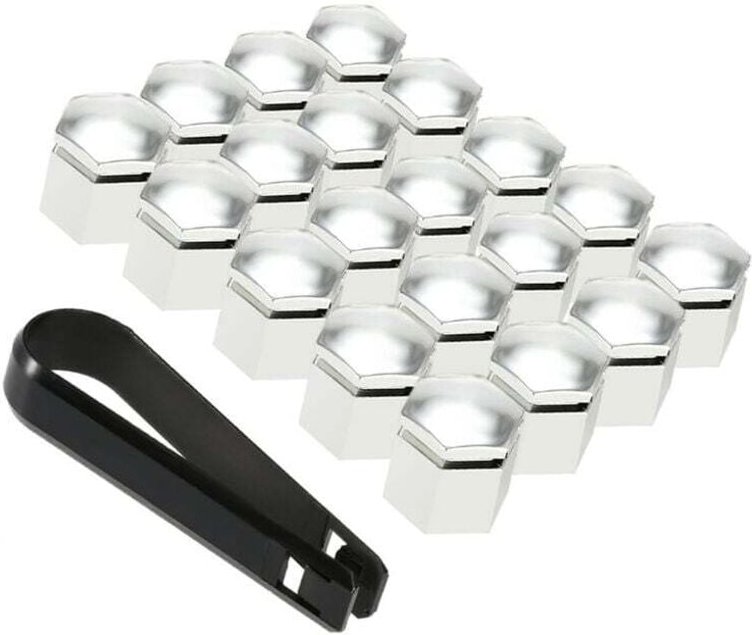 20 Stück 19 mm silberchromfarbene Radmutternkappen, passend für Vauxhall Opel, Silber -