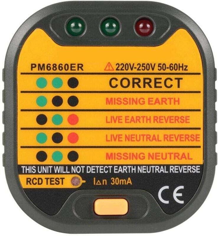 PM6860BG/DR/ER Automatischer Steckdosentester 50-60 Hz für Zuhause, RCD-Testfunktion (EU-Stecker)