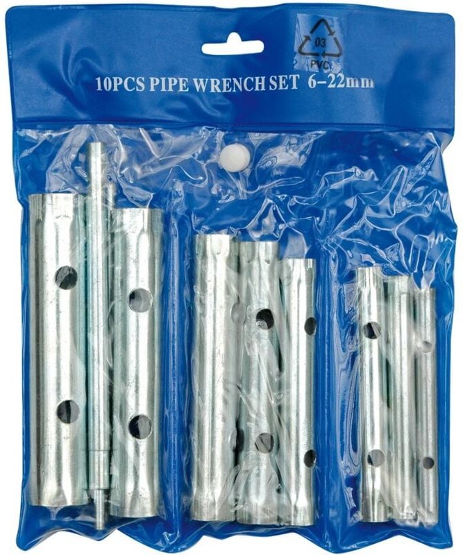 10 tlg. Rohrsteckschlüssel Satz 6-22 mm Steckschlüssel Rohrschlüssel Drehstifte