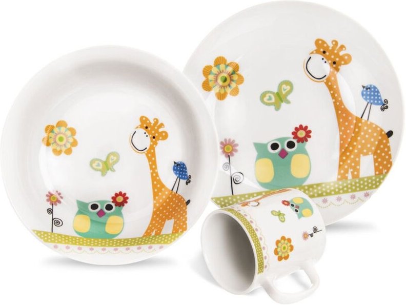 Childrens breakfast set with charming animal motifs dishwasher safe