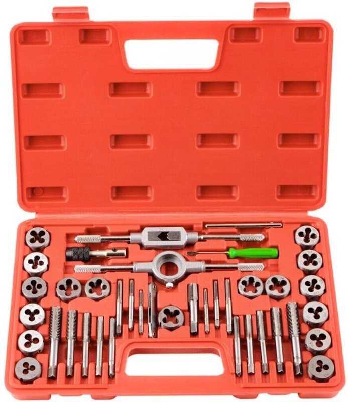 40 tlg. Gewindeschneidsatz Metrisch M3-M12 Wolframstahl Gewindebohrer und Schneideisen Set speziell für Feingewinde