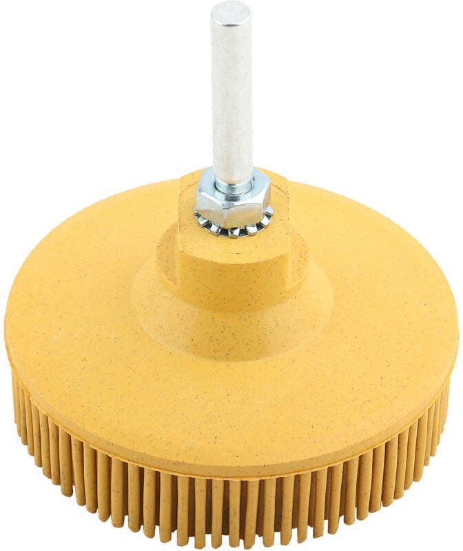 KZQ - Borstenbürstenscheibe, 3-Zoll-Gummibürste, Schleifpolierscheibe zum Entfernen von Gratrost (gelb)