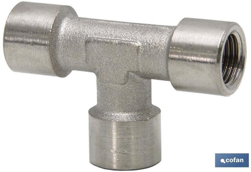 T-Stück mit Innengewinde R-3/4 aus vernickeltem Messing