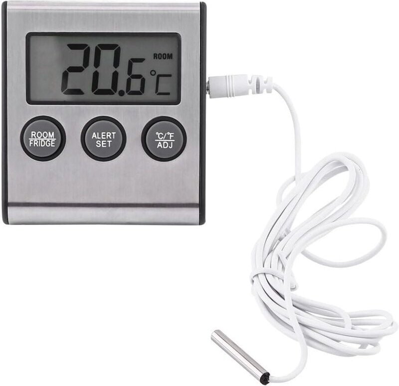 Kühlschrankthermometer, digitaler LCD-Thermometermonitor mit Sonde 50 °C bis 70 °C