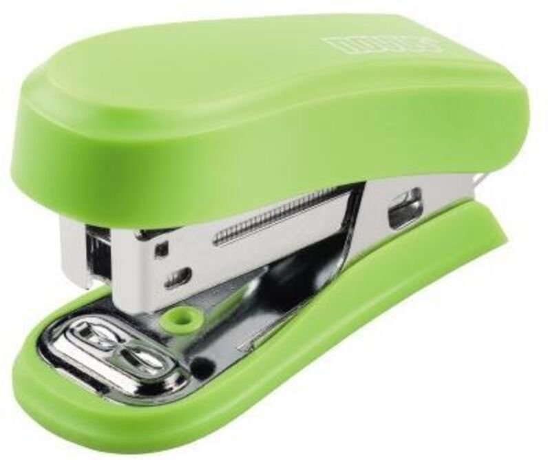 Novus - mini compact Hefter - bis zu 12 Blatt - geschlossene und offene Heftung - inkl. 320 Heftklammern - Farbe grün