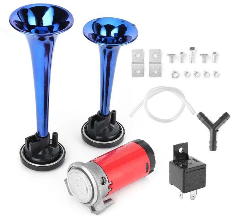 Klaxon À Air 12V 178dB Double Trompette Avec Compresseur Pour Voiture Moto Bateau Camion