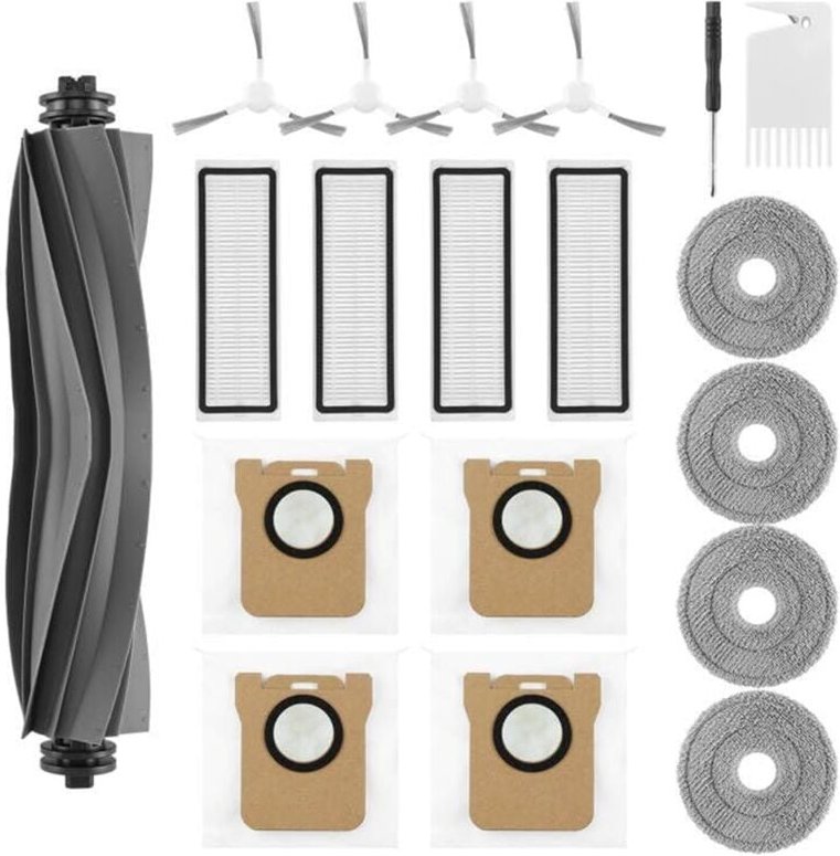 Zubehör-Set für L10S Ultra/L10 Roboter-Staubsauger, Hauptseitenbürste, HEPA-Filter, Wischpads, Staubbeutel