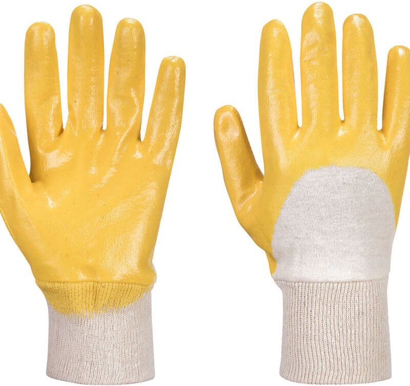 Nitrilhandschuhe mit belüftetem Handrücken, gestrickt, Gelb, XL – Größe 10