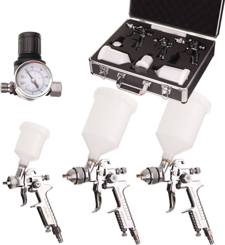 Set Mit 3 Auarita Hvlp Lackpistolen Düsen Reduzierkoffer