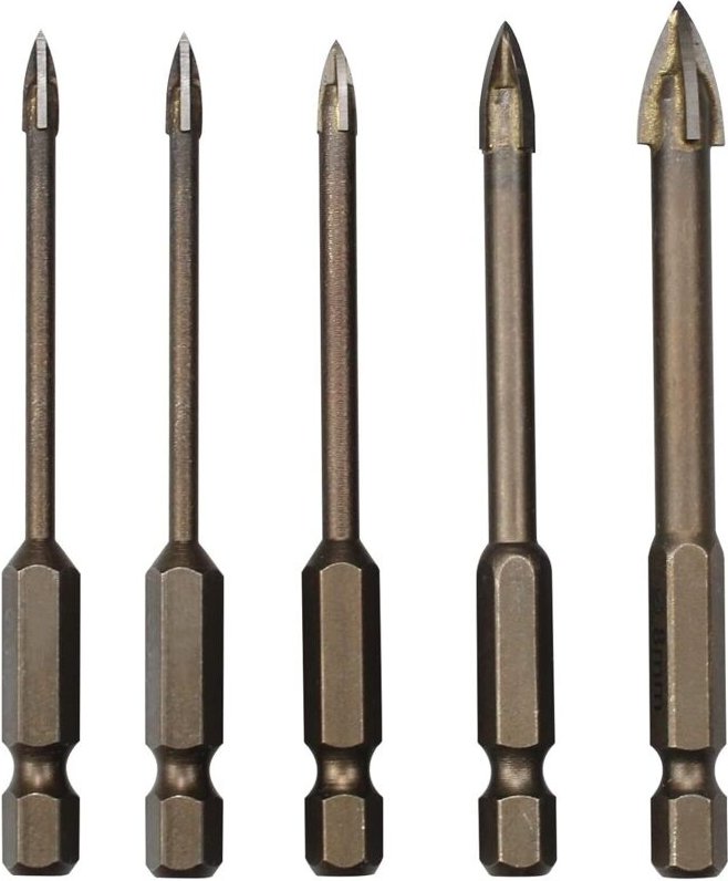 Set mit 5 Dreieckbohrern, Hartmetall-Fliesenbohrern, effizientes Universalbohrwerkzeug für Glas, Fliesen, Beton, Marmor ...