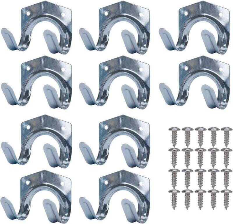 Crochets de Rangement en Métal, Porte-Outils en tôle d'acier, Support Mural pour Outils de Jardin Muraux Doubles en U en...