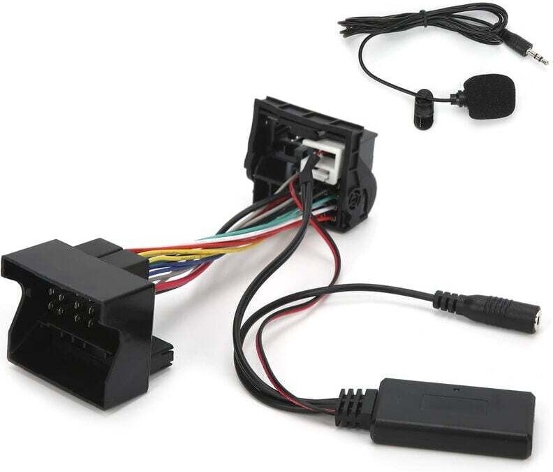 Bluetooth-AUX-IN-Adapter, 12-poliger DC12V-Bluetooth-AUX-IN-Kabel-Stereo-Audioadapter mit Mikrofon für Peugeot 207 307 4...