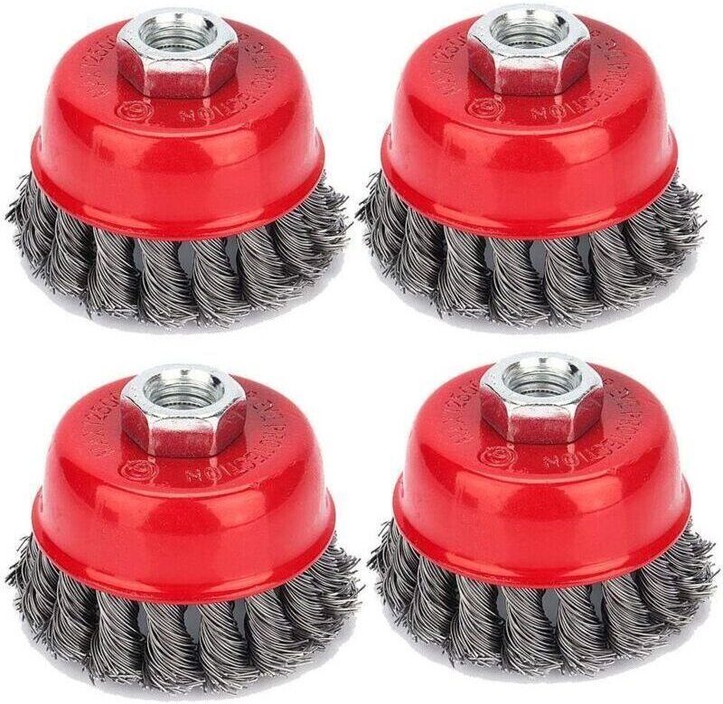 Set mit 4 konischen Bürsten, Schleifbürsten, Drahtbürste, Topfbürste, Schleifbürsten für Winkelschleifer, Korrosionsentf...