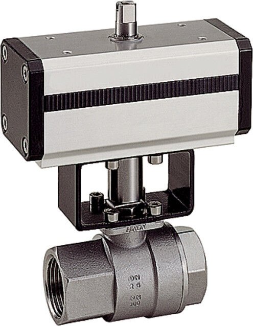 Edelstahlkugelhahn, pneumat. Stellantrieb, doppeltwirkend, Rp 1 - Riegler