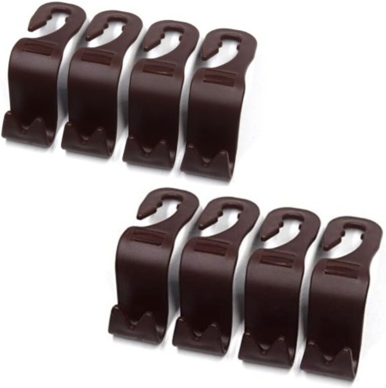 Auto-Aufbewahrungshaken, Handtaschenhalter für die Rückbank (8er-Set, Braun)