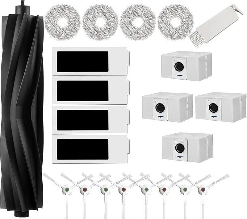 Zubehör für Ecovacs Deebot T20 Omni, T20e Omni: 1 Hauptgummibürste, 4 HEPA-Filter, 4 Reinigungstücher, 8 Seitenbürsten