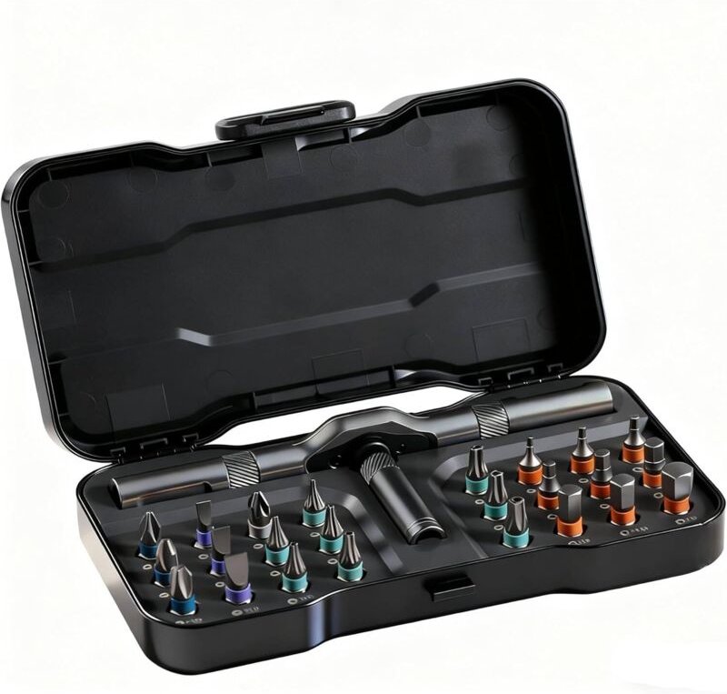 CCYKXA 24-in-1 Ratschenschraubendreher – Präzisions-Magnetschraubendreher-Set mit 24 Bits, abnehmbarem Aluminiumgriff, W...