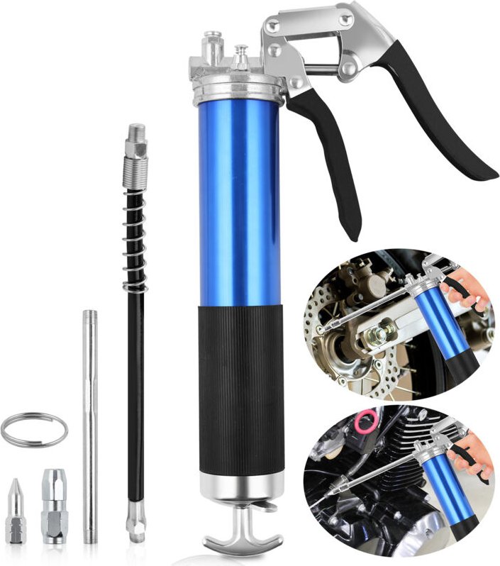 Randaco Fettpresse 8000psi Einhand Pistolengriff Werkstatt Handhebelfettpresse Fettpresse inkl.Düsenrohr und Mundstück