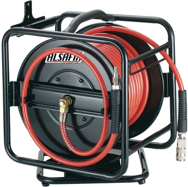 Alsafix EA Druckluft Schlauchtrommel, Schlauchaufroller Luftschlauch Kompressor, 360° drehbar, robust, Polyurethan, 25 m...