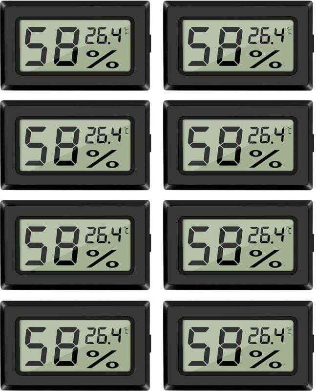 Set mit 8 Mini-Hygrometer-Thermometern, digitales Feuchtigkeitsmessgerät für Innenräume mit Temperatursensor für Autos, ...