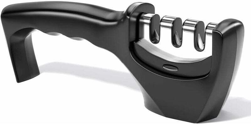 Schärfer, professioneller 3-in-1-Schärfer, manueller Schärfer, Messerschärfer für alle Größen von Edelstahlmessern (Gold...