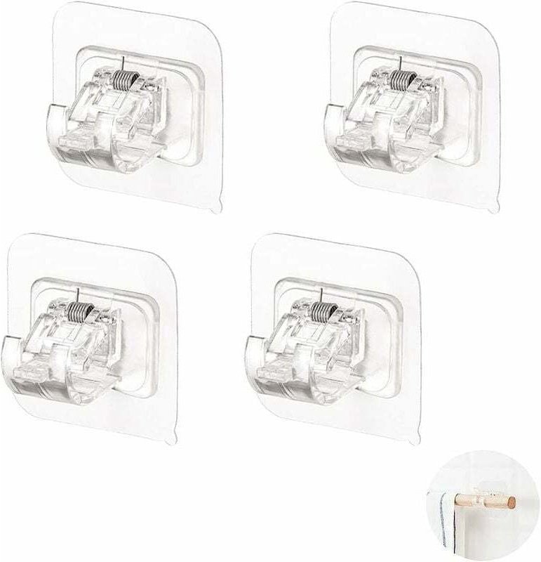 Ganchos adhesivos para cortinas sin perforaciones, soportes para barras de cortina, soportes autoadhesivos para colgar c...
