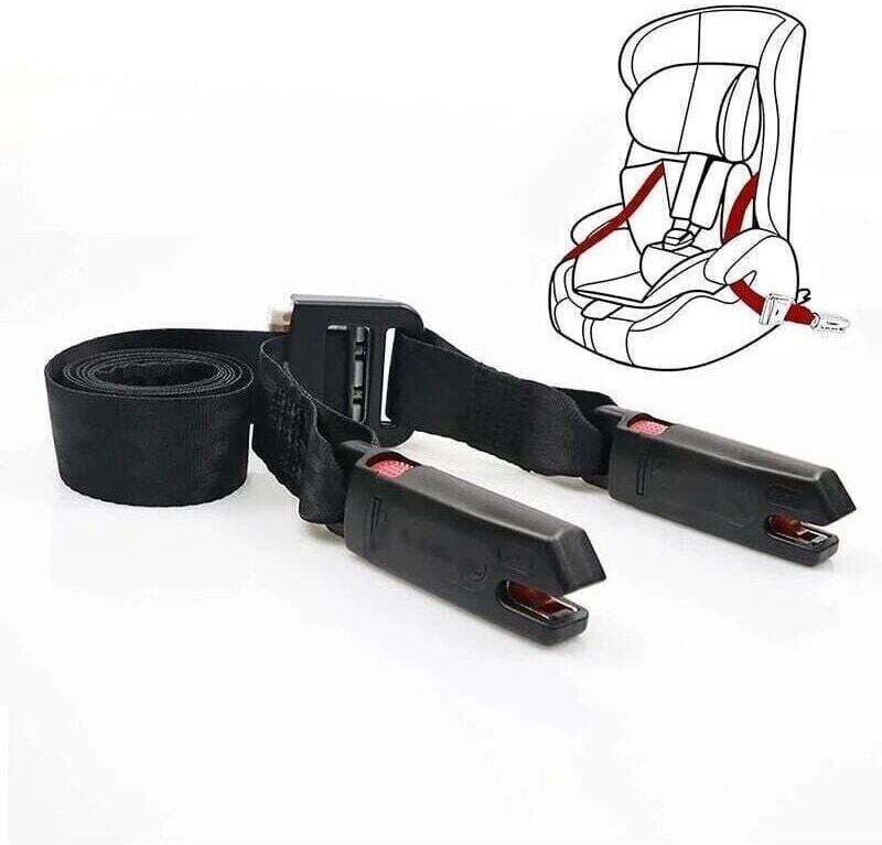 Isofix-Universal-Autosicherheitsgurt, Knopfverschluss, weiches schwarzes Polyester, 1,6 m, Bruchfestigkeit 15.000 N